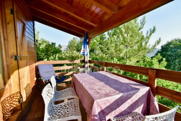Photos 9 - Touristique - Dpt Corse (20), à vendre EVISA, ensemble de six chalets en bois avec terrasse sur terrain avec piscine et parking
