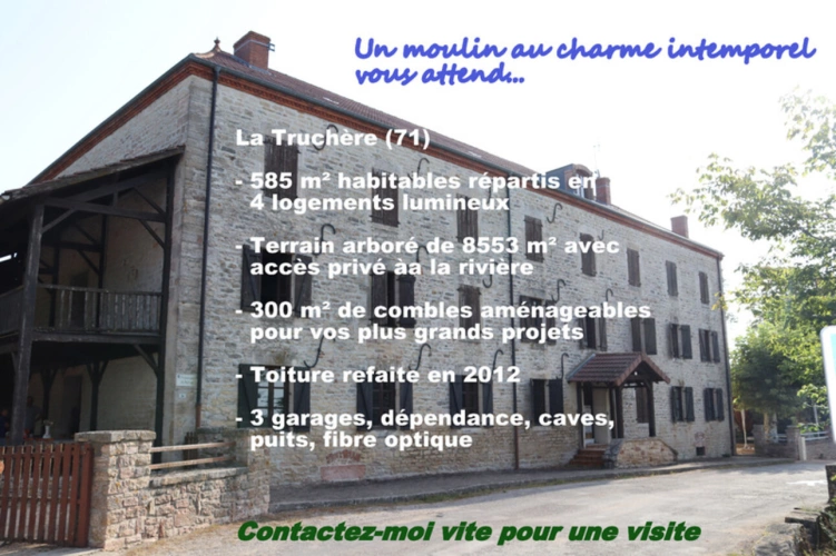 Photos 1 - Touristique - Moulin au cœur de la Bresse avec accès privé à la rivière - 585 m² sur 8553 m² de terrain