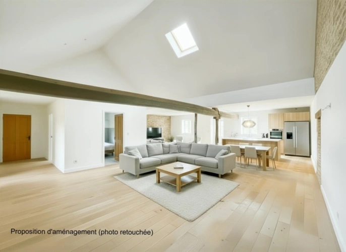 Photos 4 - Touristique - Dpt Saône et Loire (71), à vendre proche de SAINT GENGOUX LE NATIONAL Grange mitoyenne avec jardin, volumes généreux. Plateau esprit loft + potentiel second niveau. Travaux à prévoir, 28 000 €