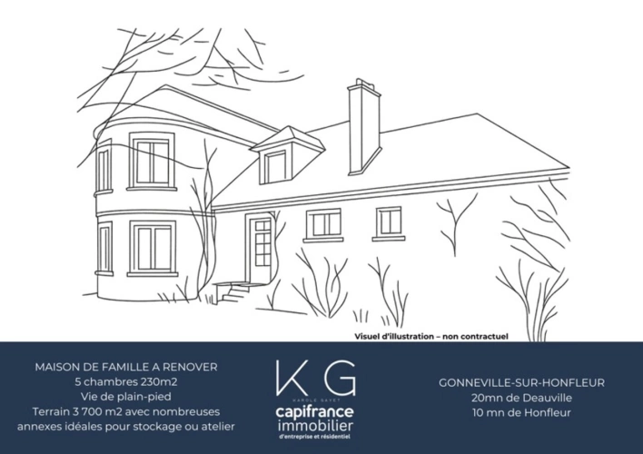 Photos 1 - Prestige - Gonneville-sur-Honfleur, maison de famille à rénover sur terrain de 3 700 m² avec 5 chambres et grandes dépendances, à 10 min d’Honfleur et 20 min de Deauville