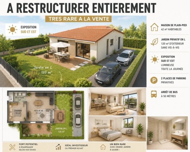 Photos 1 - Rurale - Appartement à vendre 2 pièces à TAPONAS (69220 ) - TRES RARE – BÂTI À RESTRUCTURER ENTIÈREMENT – FORT POTENTIEL
