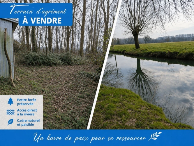 Photos 1 - Rurale - Terrain d’agrément arboré avec accès rivière – 3 982 m² - Thérouanne