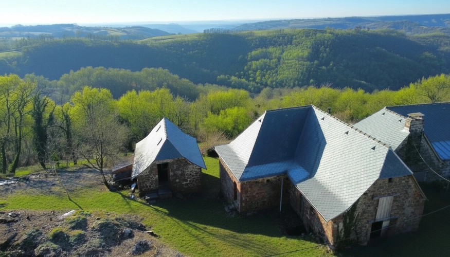 Photos 1 - Rurale - Ensemble en pierre du XIX? & son domaine de 3 700 m² (dont 2 700 m² Bio)  VILLECOMTAL