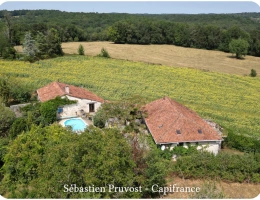 Vignette - Tourist - Dpt Dordogne (24), à vendre SAINT FELIX DE BOURDEILLES (24) propriété P8 184M2, terrain 1473m2, gîte, garage, piscine