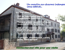 Vignette - Touristique - Moulin au cœur de la Bresse avec accès privé à la rivière - 585 m² sur 8553 m² de terrain