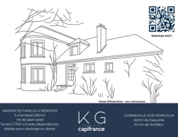 Vignette - Prestige - Maison de famille 230m2 à vendre, terrain de 3 700 m², grandes dépendances, Gonneville-sur-Honfleur à 10 min d’Honfleur et 20 min de Deauville