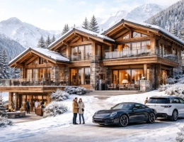 Vignette - Prestige - ENSEMBLE ALPIN ULTRA-PREMIUM de 3 400 m² à TIGNES (73) 5 Chalets haut de gamme , accès ski au pied, vue, piscine