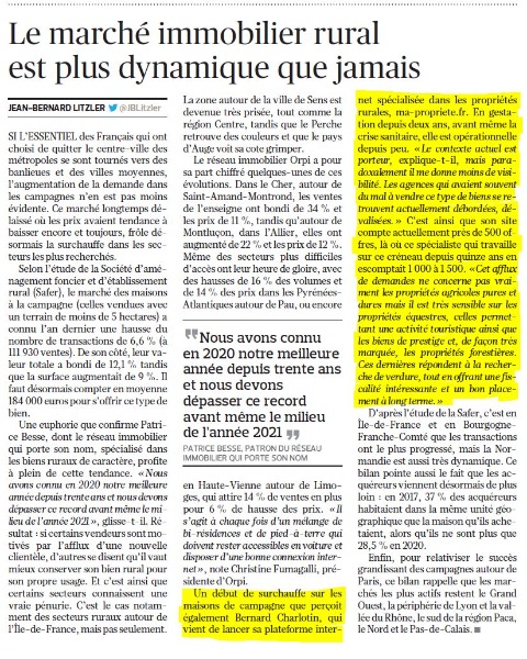 Article Le Figaro - mercredi 16 juin 2021 - ma-propriete.fr